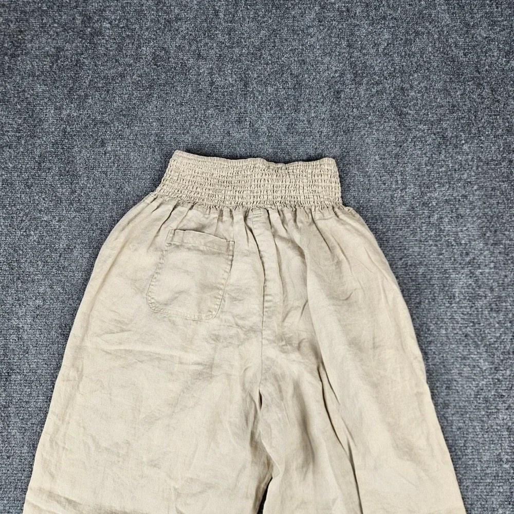 Quince 100% European Linen Maternity Pants Driftwood XS Smocked Waist MANGORS001
